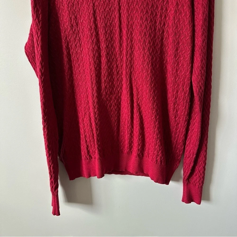 Jos A Bank Signature Gold Cashmere Silk Sweater Mens M Red Maroon Cable Knit